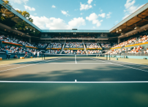 Giocatori di tennis in azione durante le finali Challenger