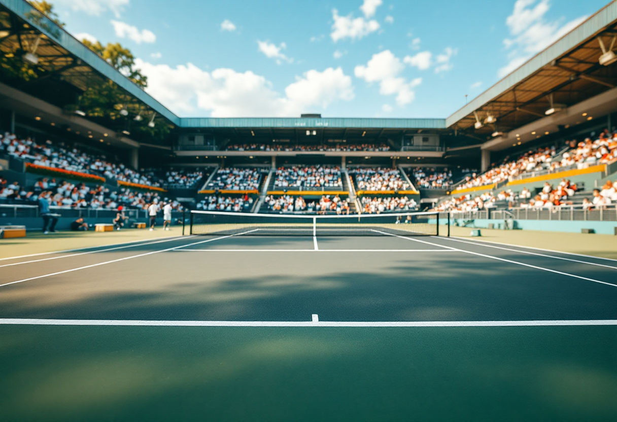 Giocatori di tennis in azione durante le finali Challenger