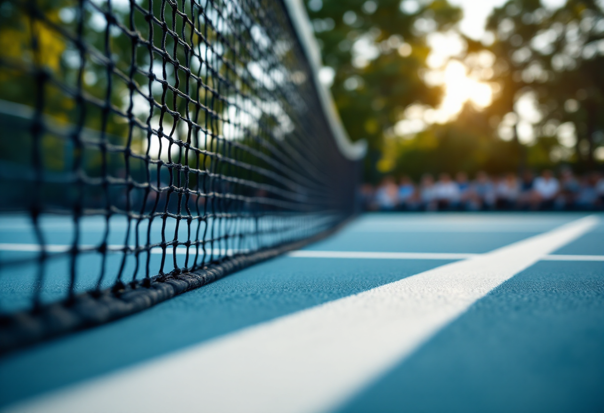 Flavio Cobolli e Jesper De Jong durante un match di tennis