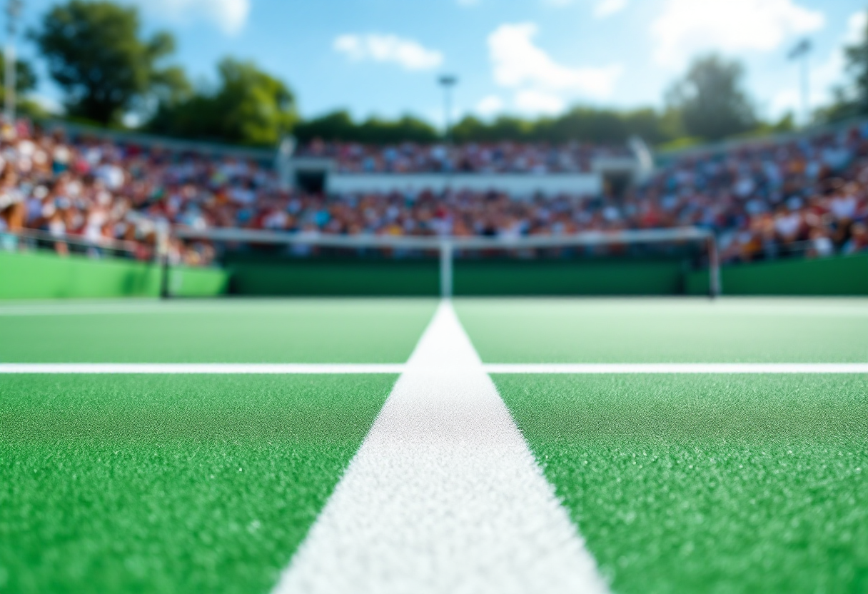 Gael Monfils in azione durante un match di tennis