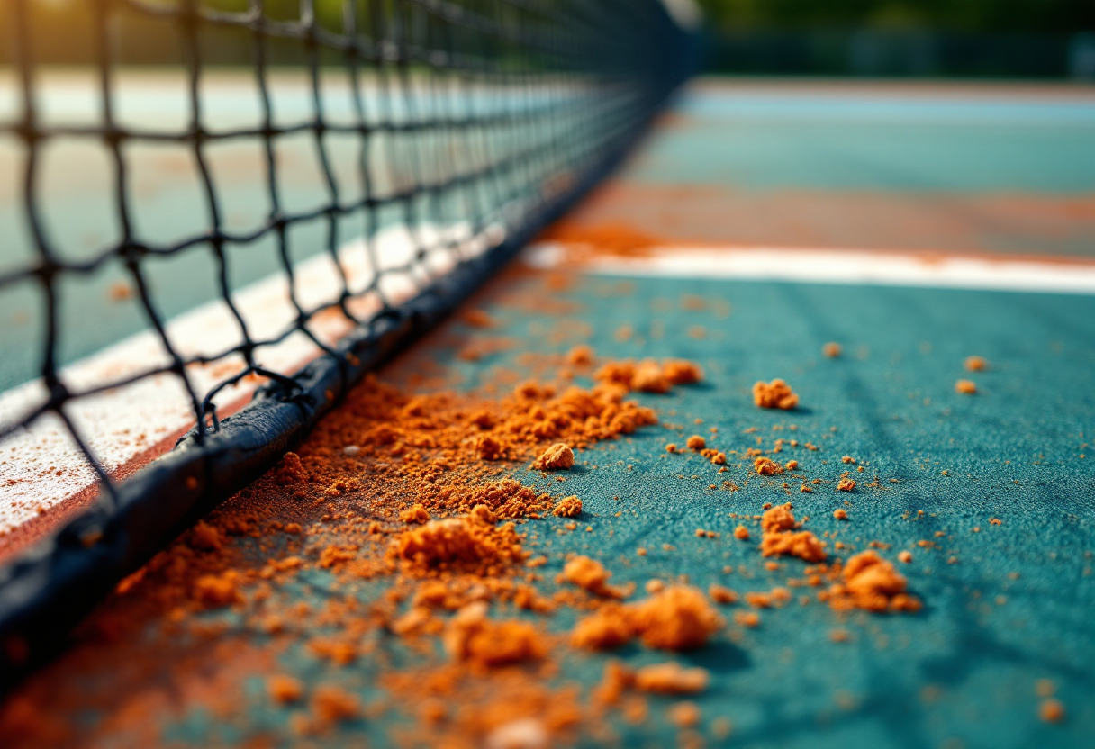 Jannik Sinner in azione durante una partita di tennis