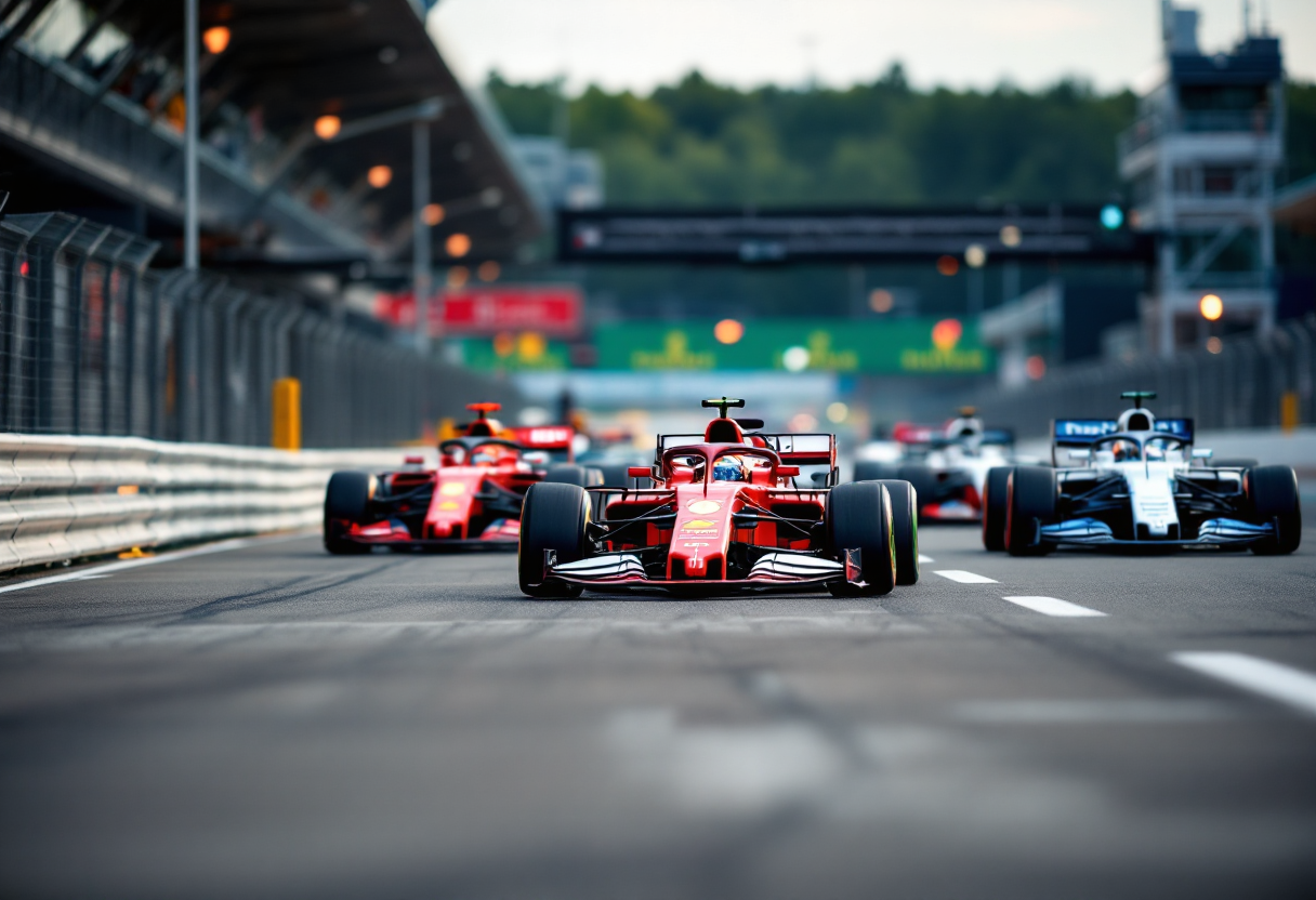 Lewis Hamilton al volante di una Ferrari in pista