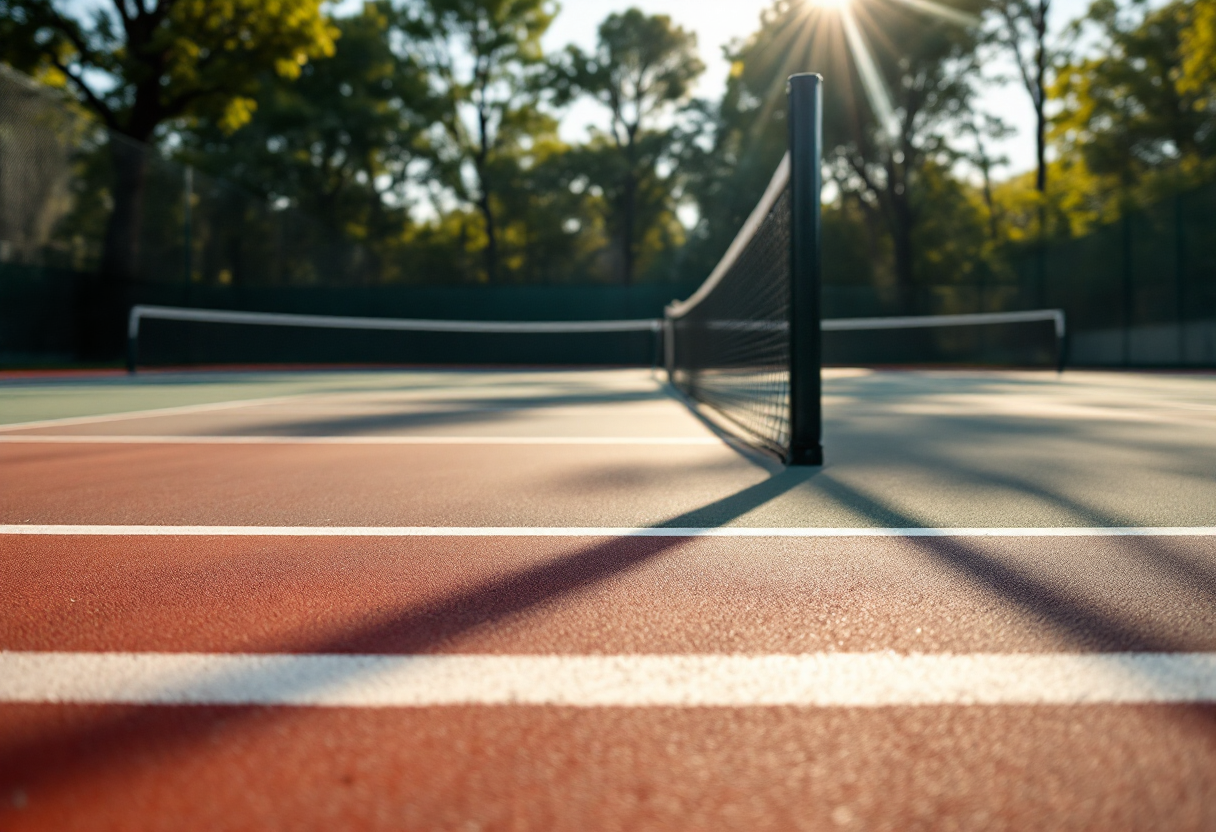 Luca Nardi durante una partita di tennis professionistico