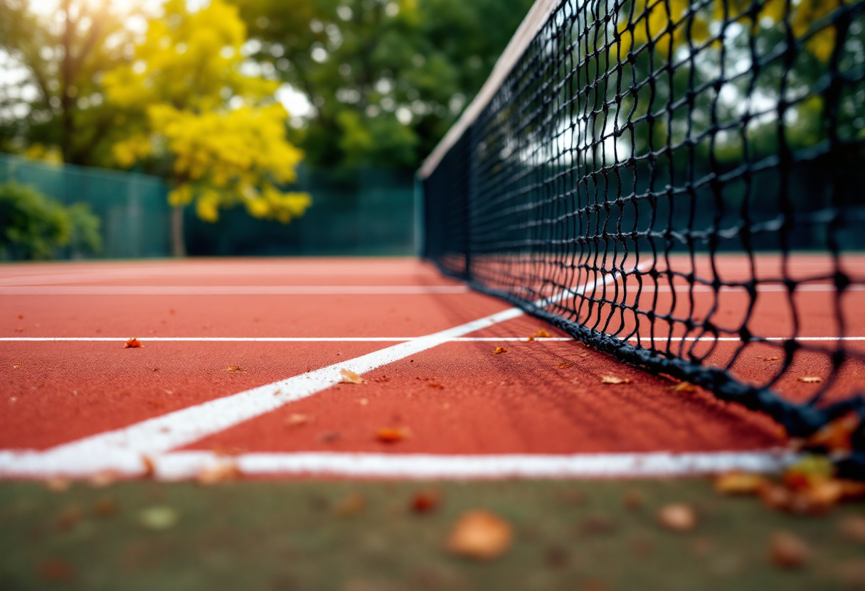 Giocatori di tennis in campo sotto diverse condizioni meteo