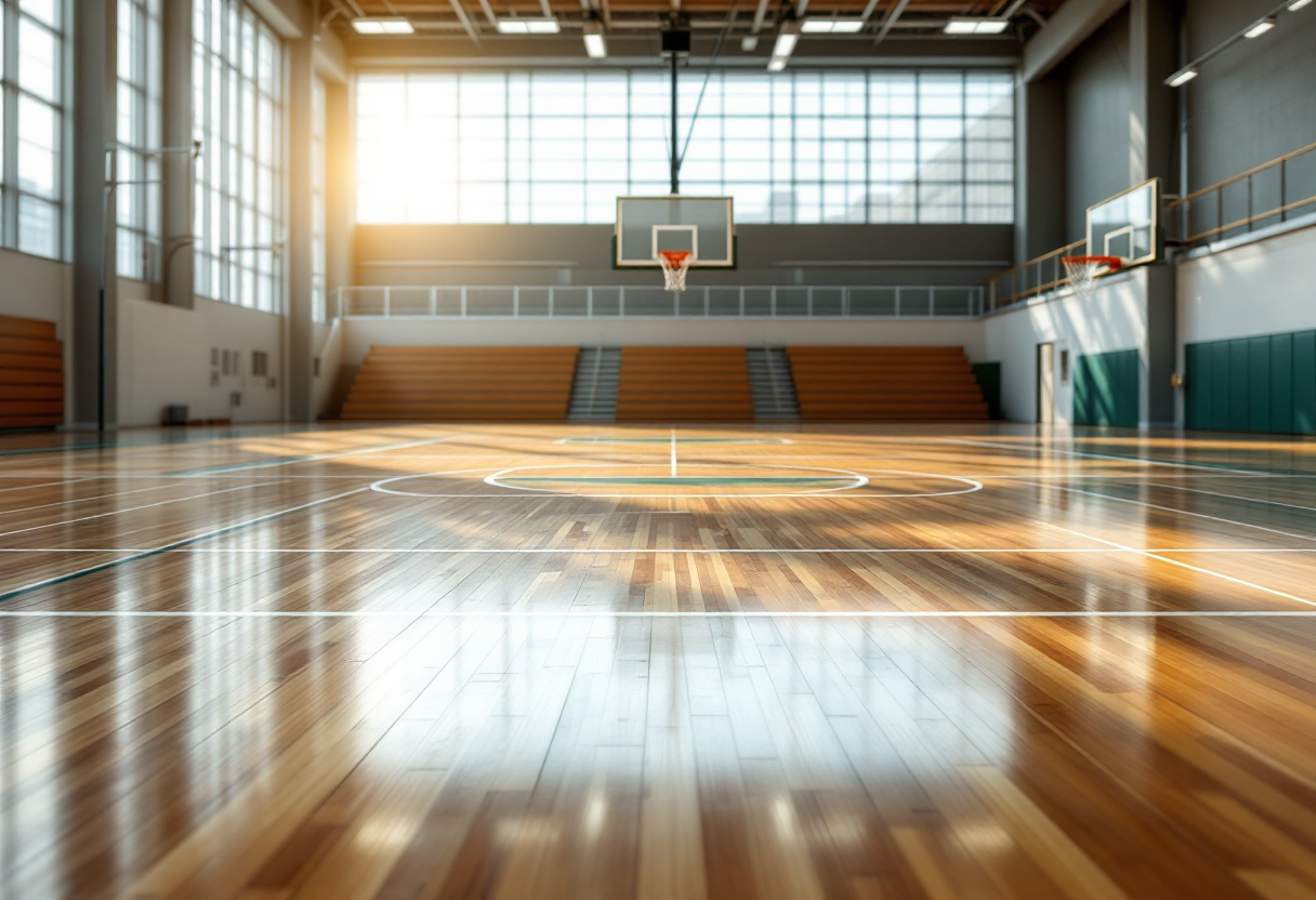 Giocatori Napoli Basket e Virtus Bologna in azione sul campo