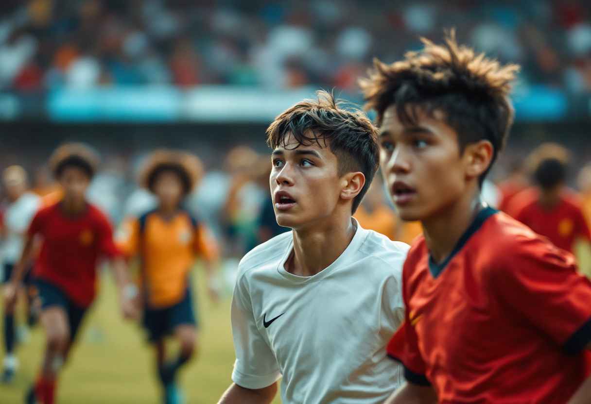 Giocatori di calcio dilettantistico in azione sul campo