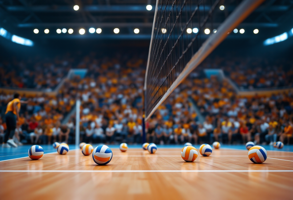 Giocatori della Pallavolo Cabiate in azione durante la gara