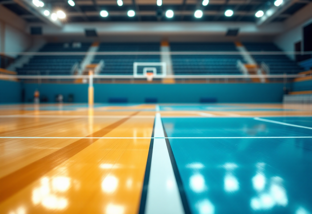 Giocatori di volley in azione durante la partita Roeselare-Milano