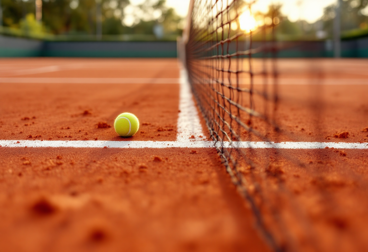 Giocatori di tennis in azione durante un torneo internazionale