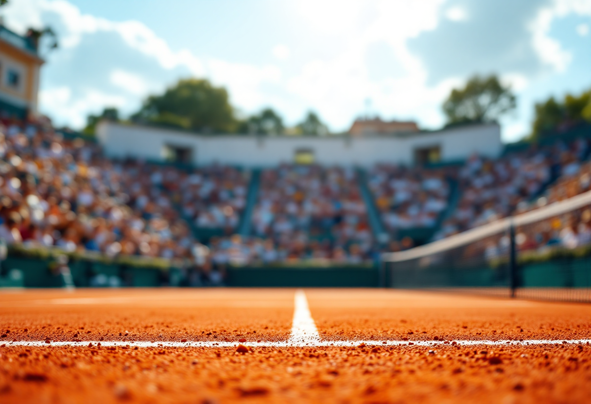 Giocatori di tennis in azione durante il torneo in Francia