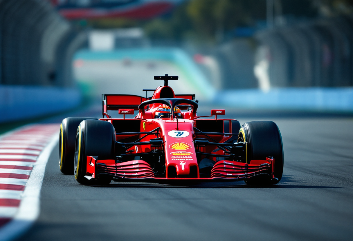 Hamilton e Leclerc durante i test privati Ferrari a Barcellona