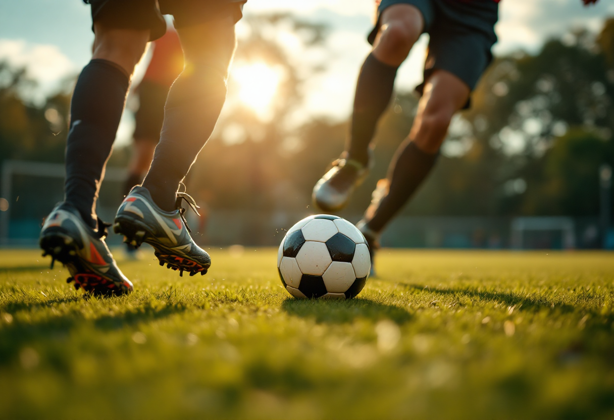 Giocatori in azione durante il campionato di calcio a 5 a Messina