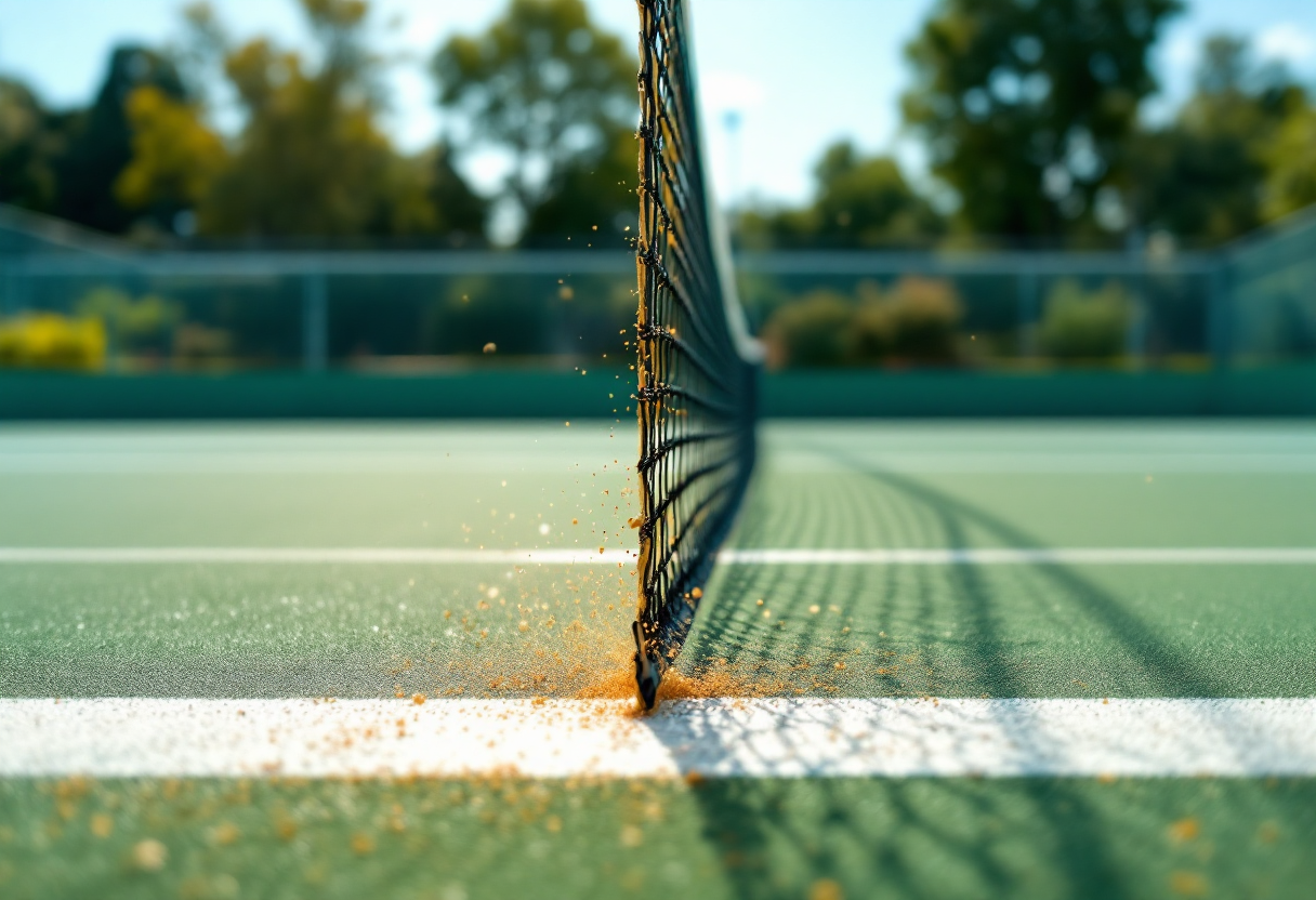 Daniil Medvedev durante un match di tennis in difficoltà