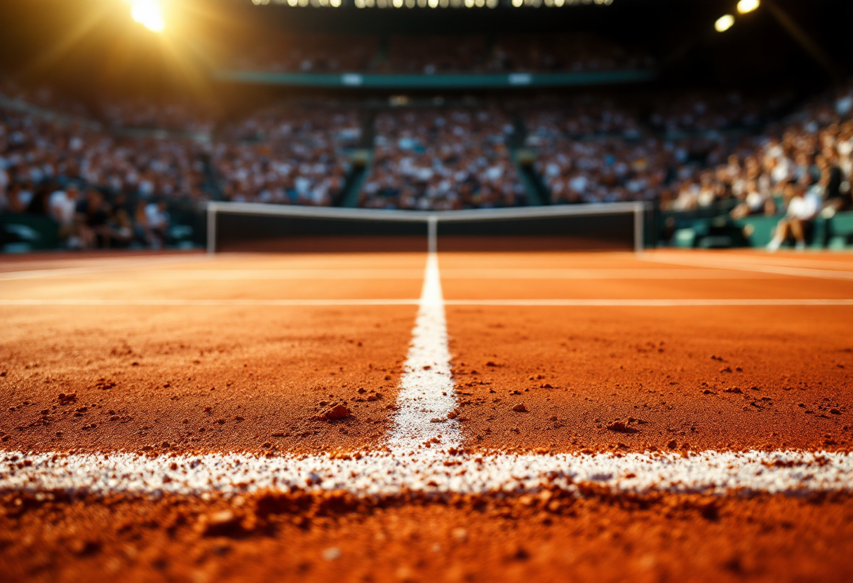 Darderi in azione durante una partita di tennis