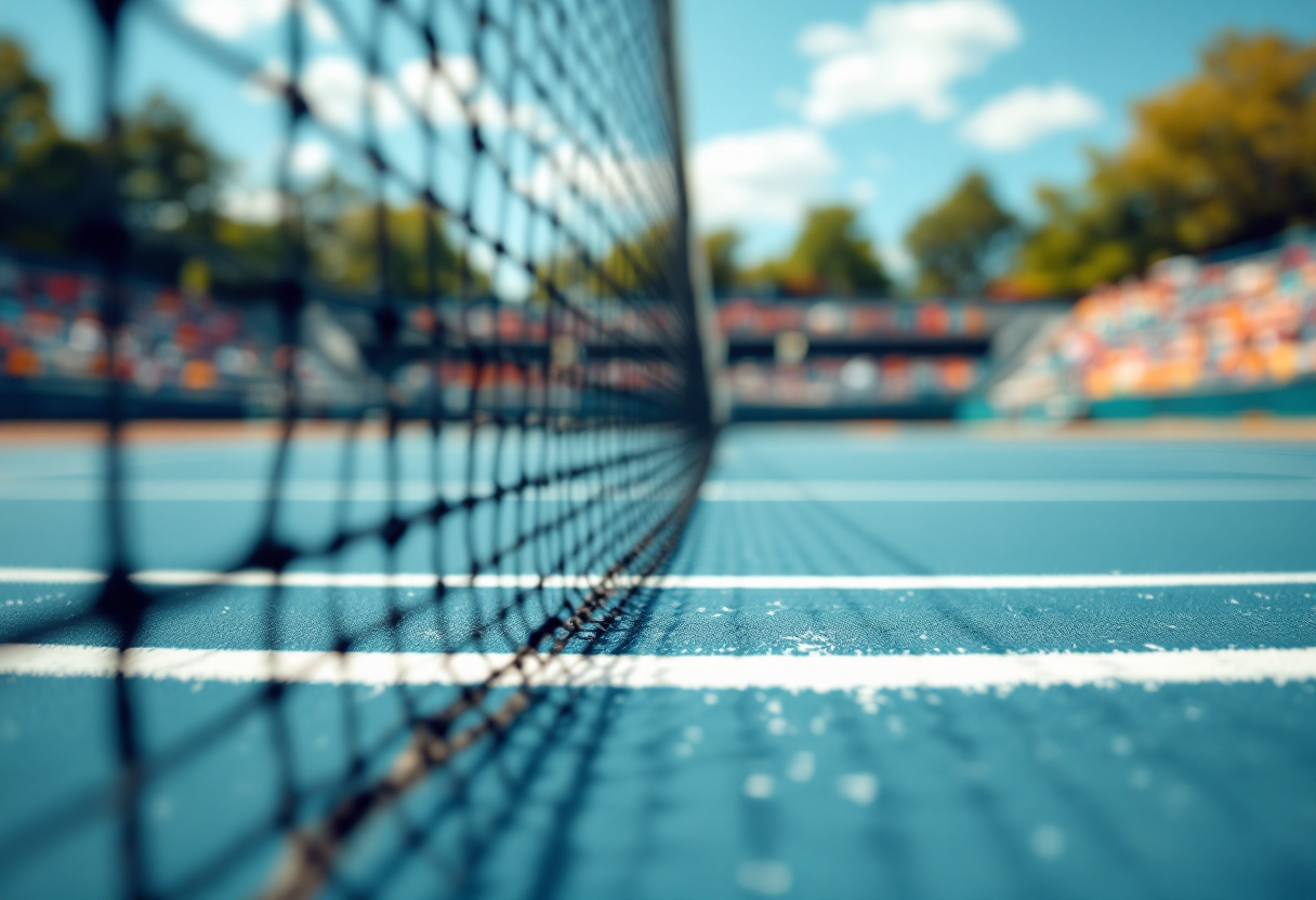 Elena Rybakina durante un match di tennis con il suo allenatore