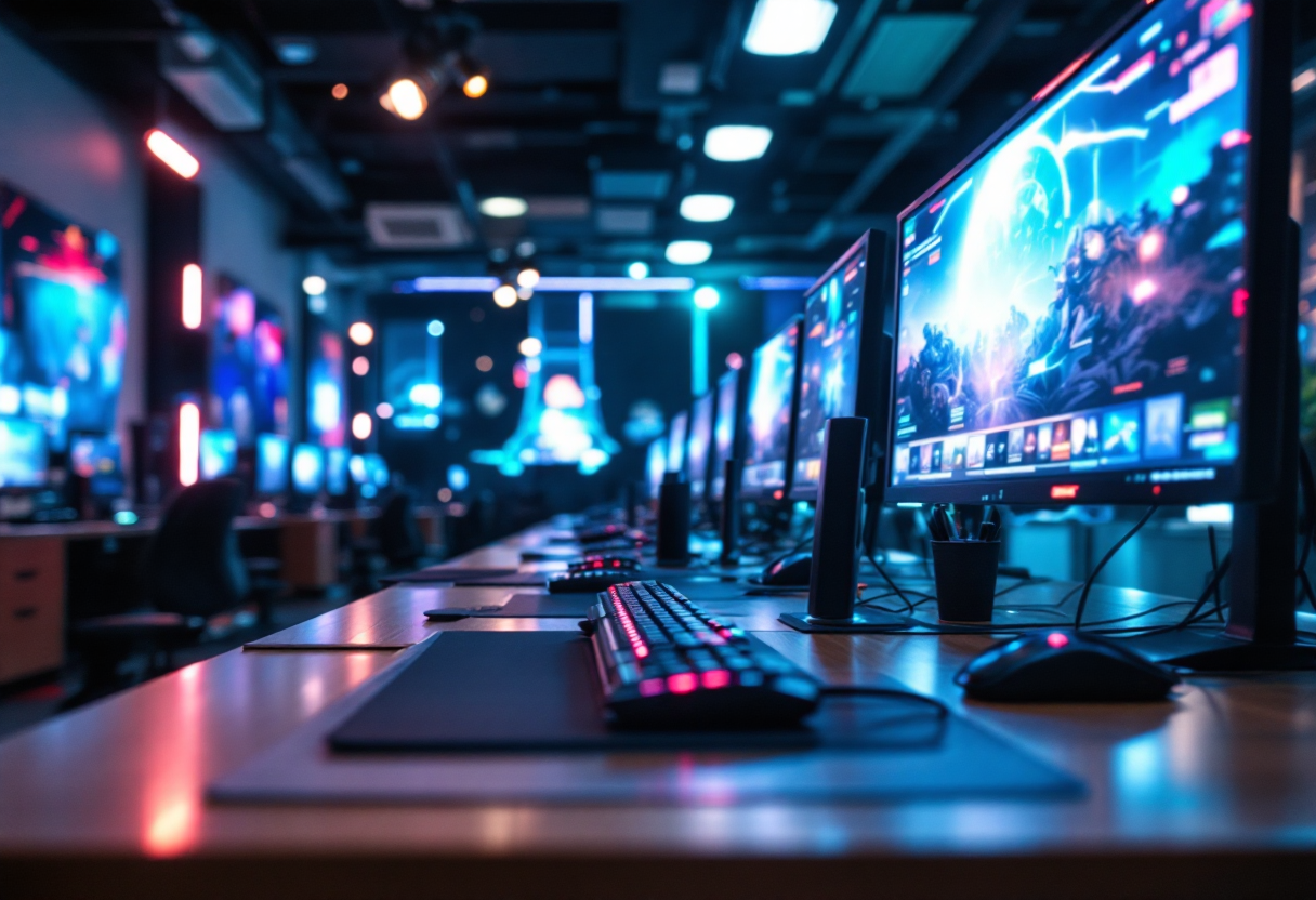 Studente partecipa a un programma di esports scolastico