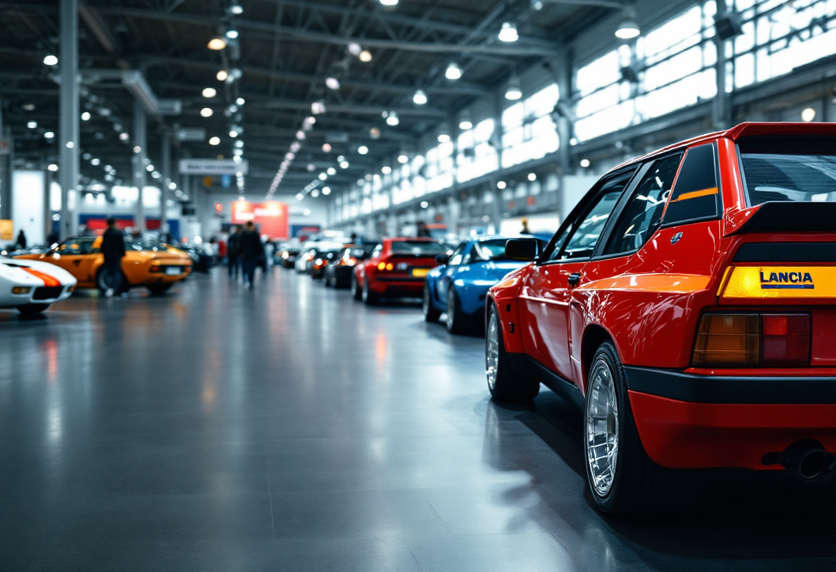 Immagine della fiera del motorsport a Vicenza con auto Lancia