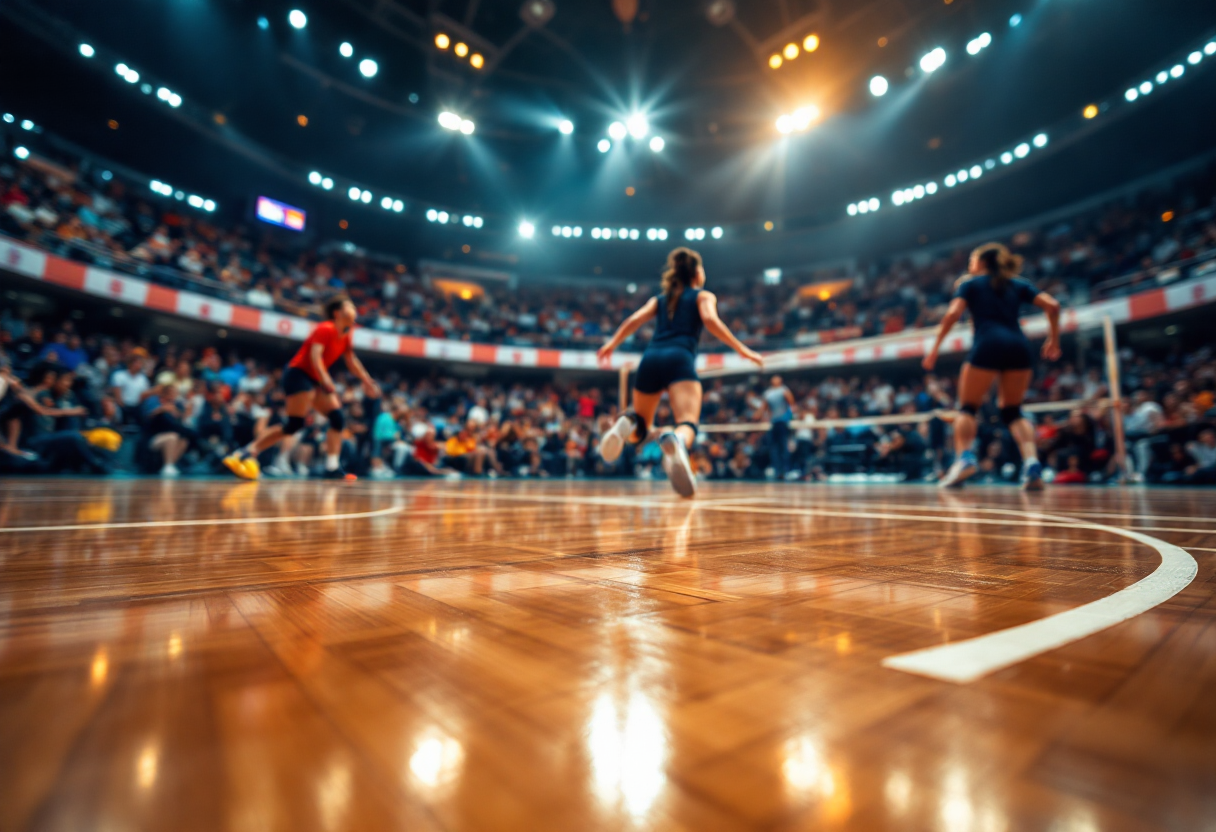 Giocatori in azione durante la Final Four di Coppa Italia A3 a Longarone