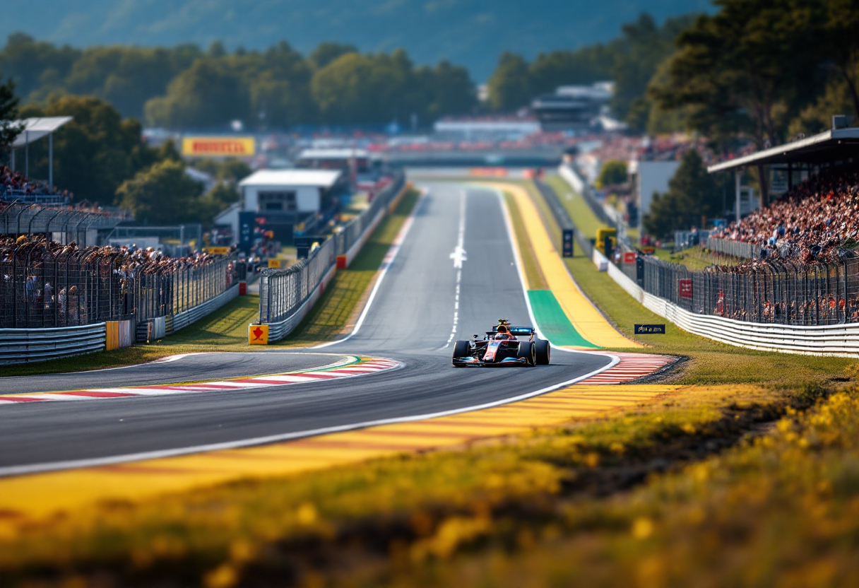 Auto di Formula 1 in pista con tecnologia sostenibile