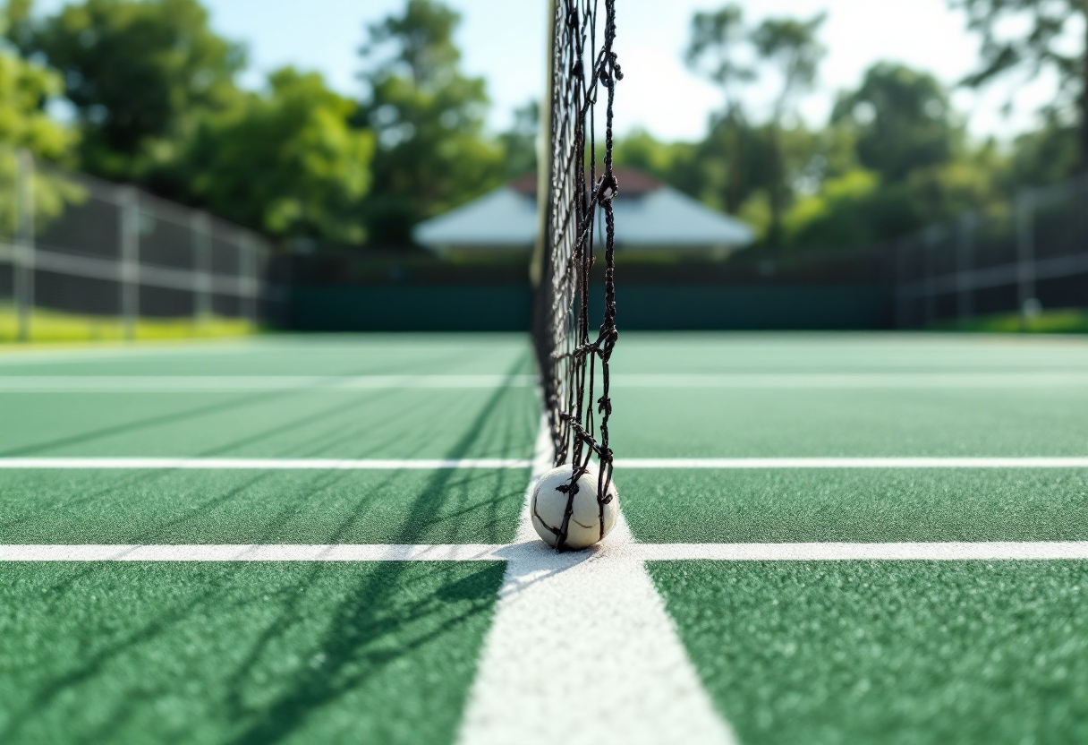 Giocatori di tennis in azione durante una partita di doppio