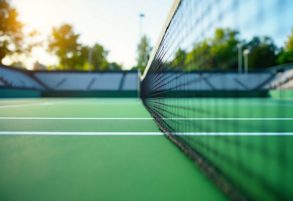 Jannik Sinner in campo durante una partita di tennis