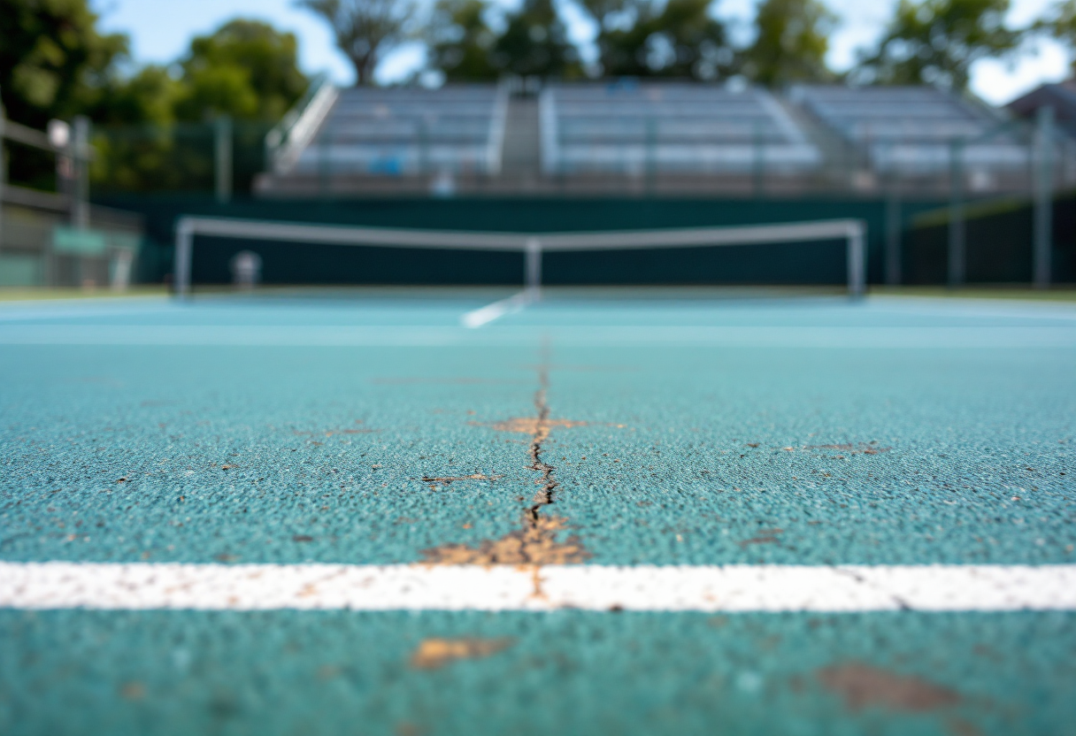 Mattia Bellucci in azione sul campo da tennis