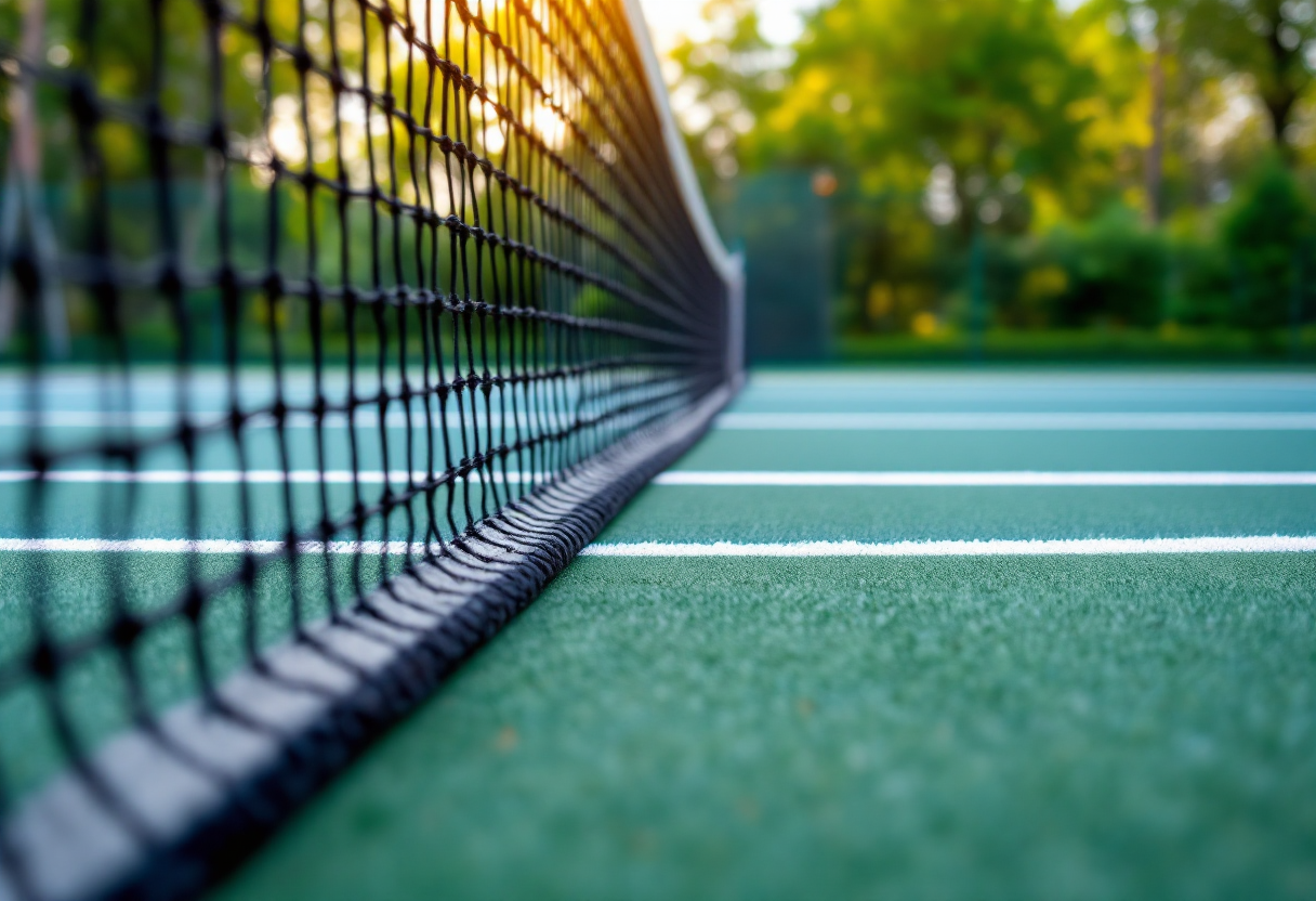 Mirra Andreeva in azione durante un torneo di tennis