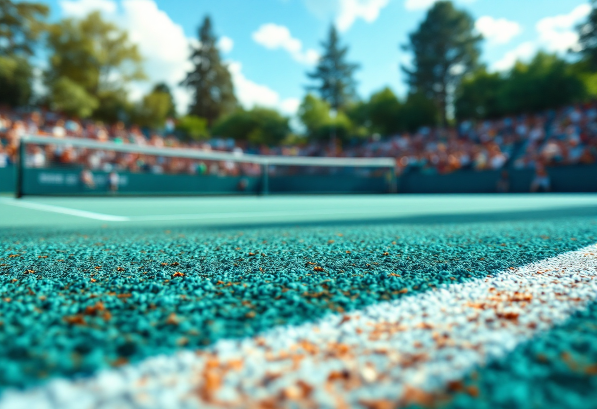 Giocatori in azione durante il doppio misto allo US Open