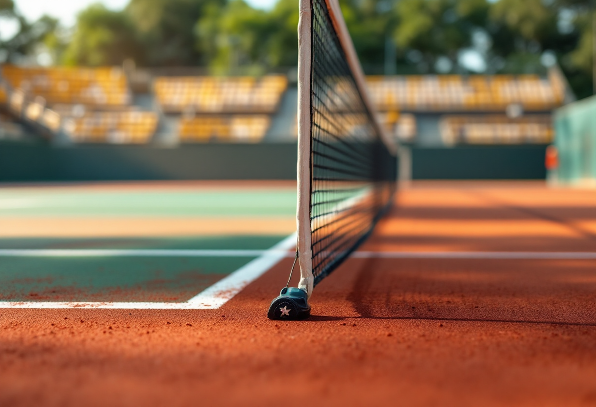 Giovani tennisti in azione sul campo da tennis