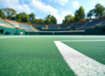 Giocatori in azione durante un torneo di tennis challenger