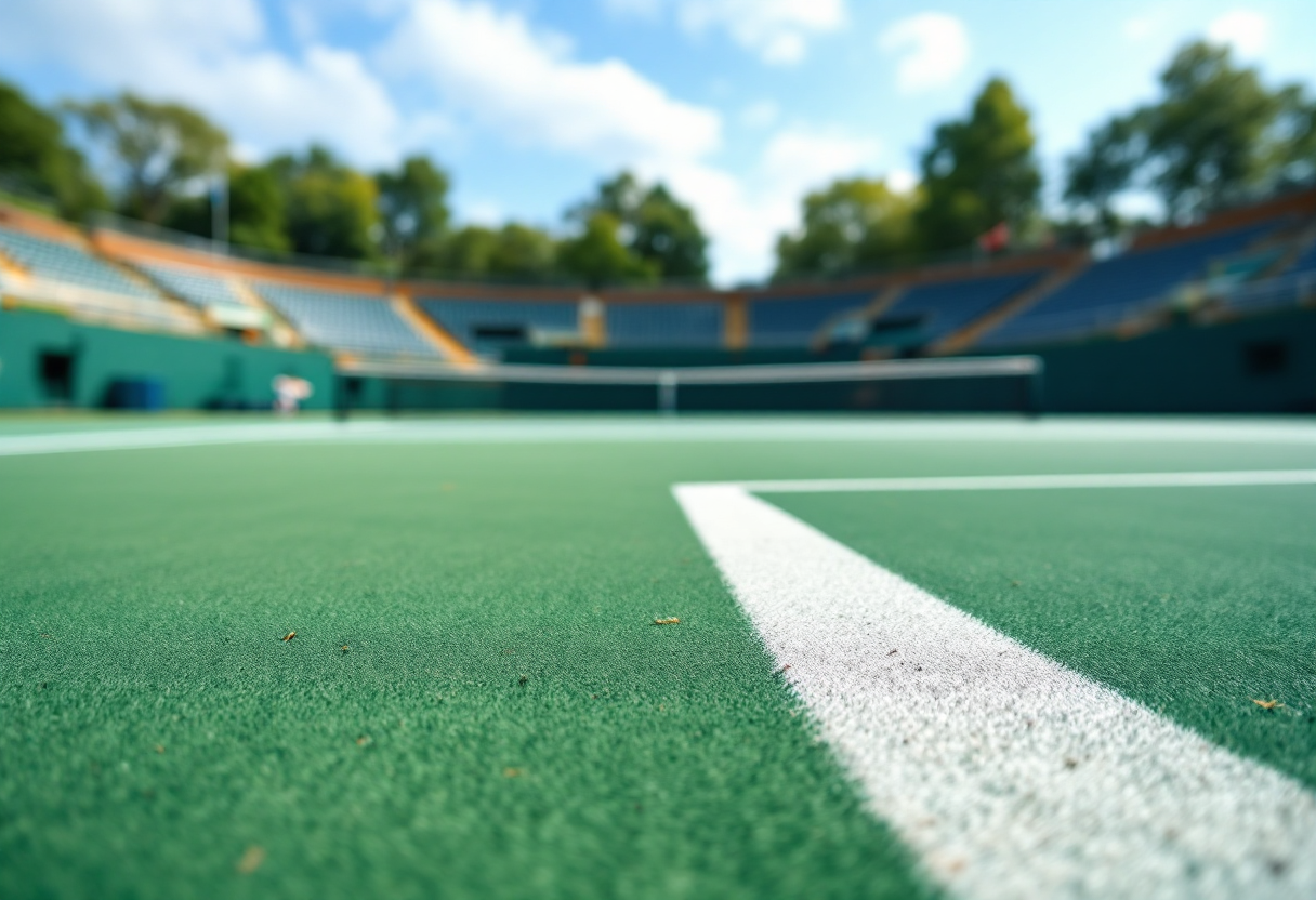 Giocatori in azione durante un torneo di tennis challenger