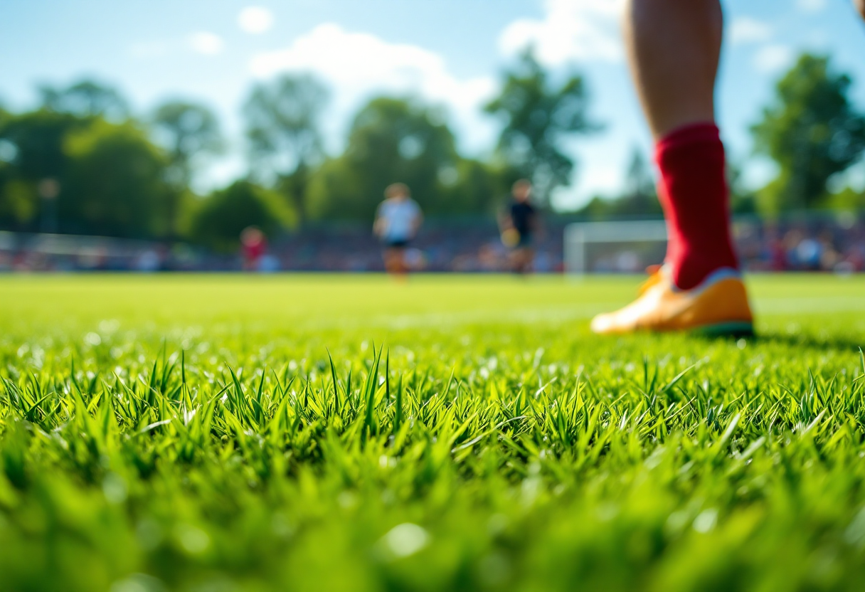 Giocatori parmensi in azione durante un recupero di calcio