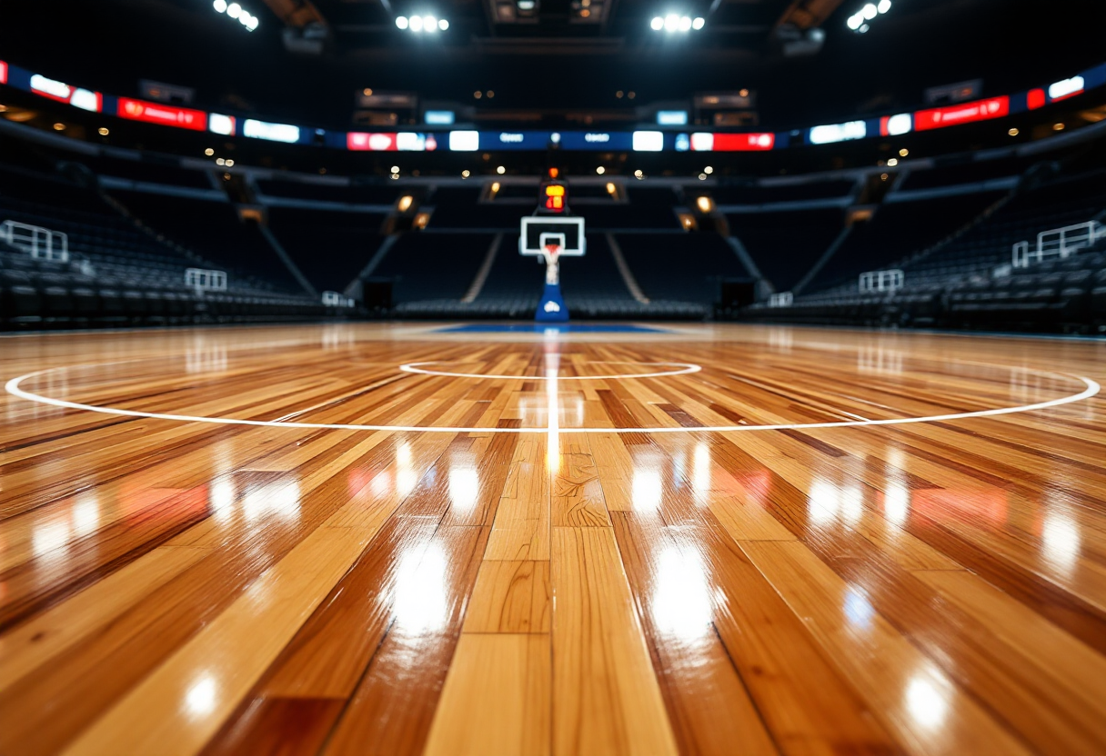 Giocatori di basket di Trento e Trapani in azione