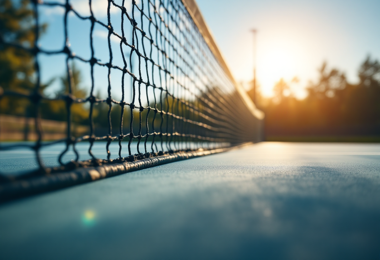 Immagine di Roma con elementi del tennis e il Colosseo