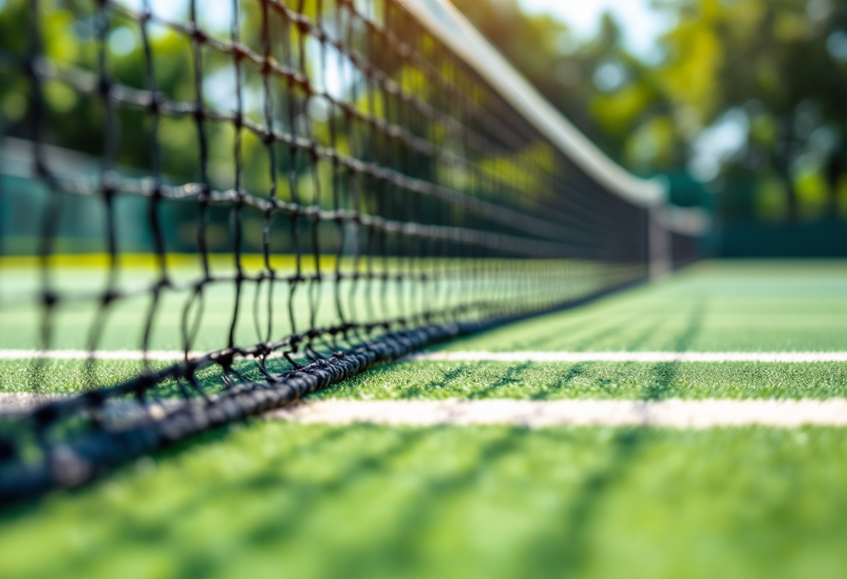 Andrey Rublev in azione durante un torneo di tennis