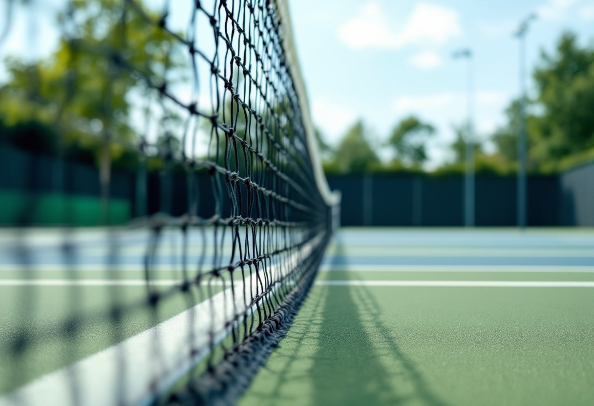 Stefanos Tsitsipas in azione durante un match di tennis