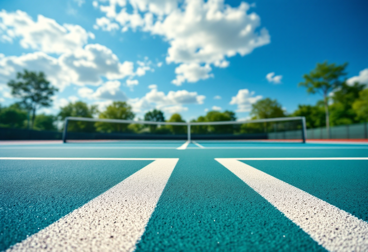 Tenniste in azione durante una competizione di tennis femminile