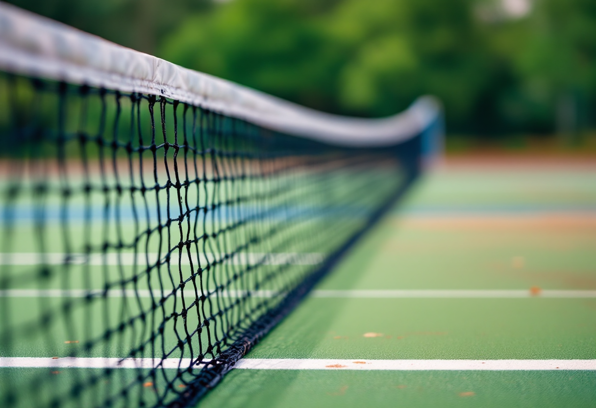 Giocatori di tennis in azione durante un torneo