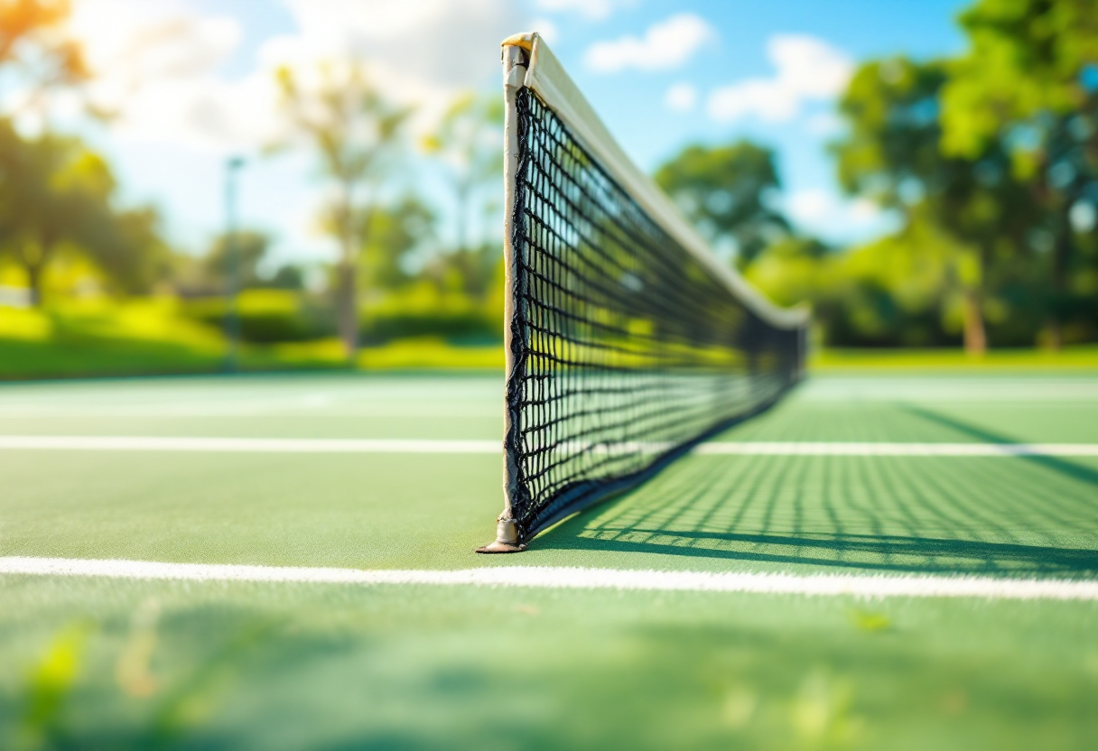 Giocatori di tennis in azione durante un torneo internazionale