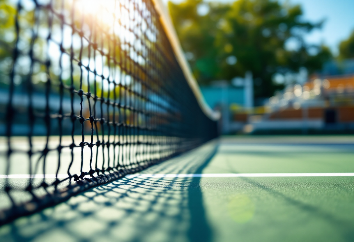 Giocatori di tennis in azione durante un torneo internazionale