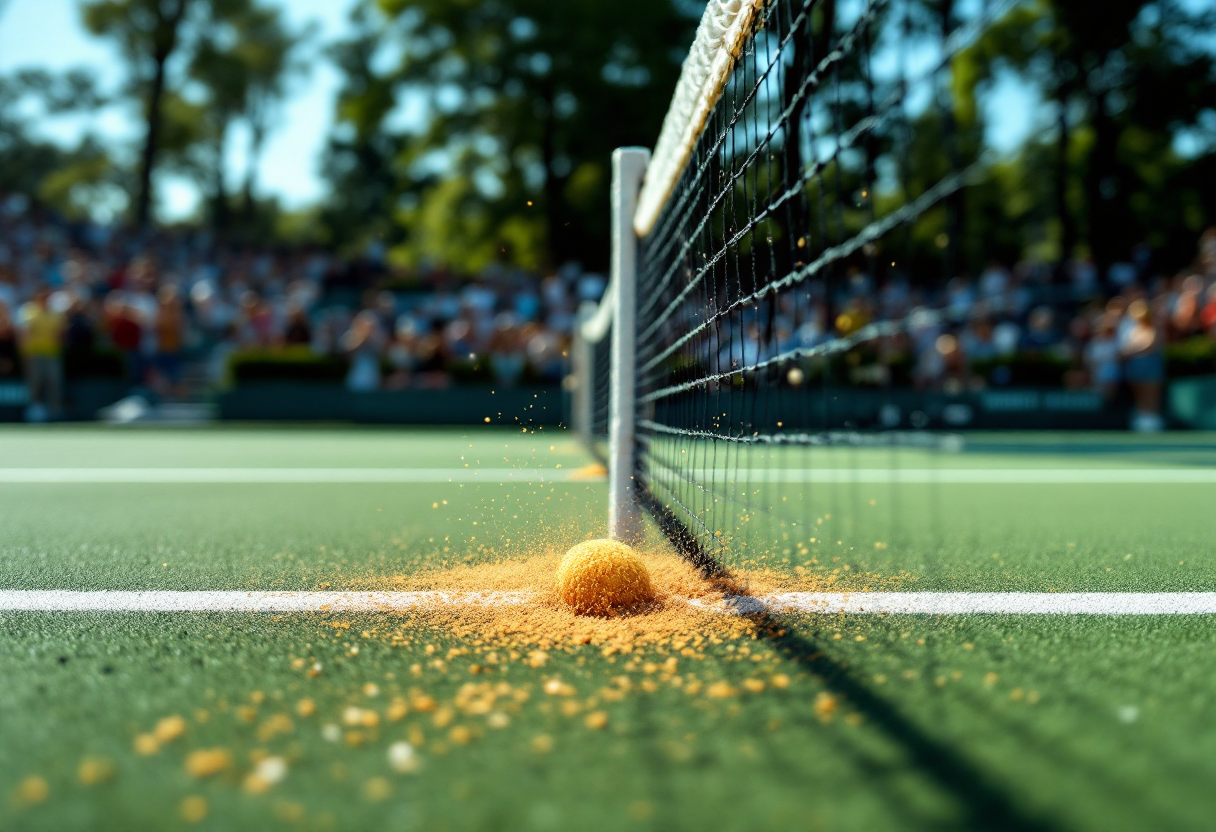 Giocatori di tennis in azione durante un incontro emozionante