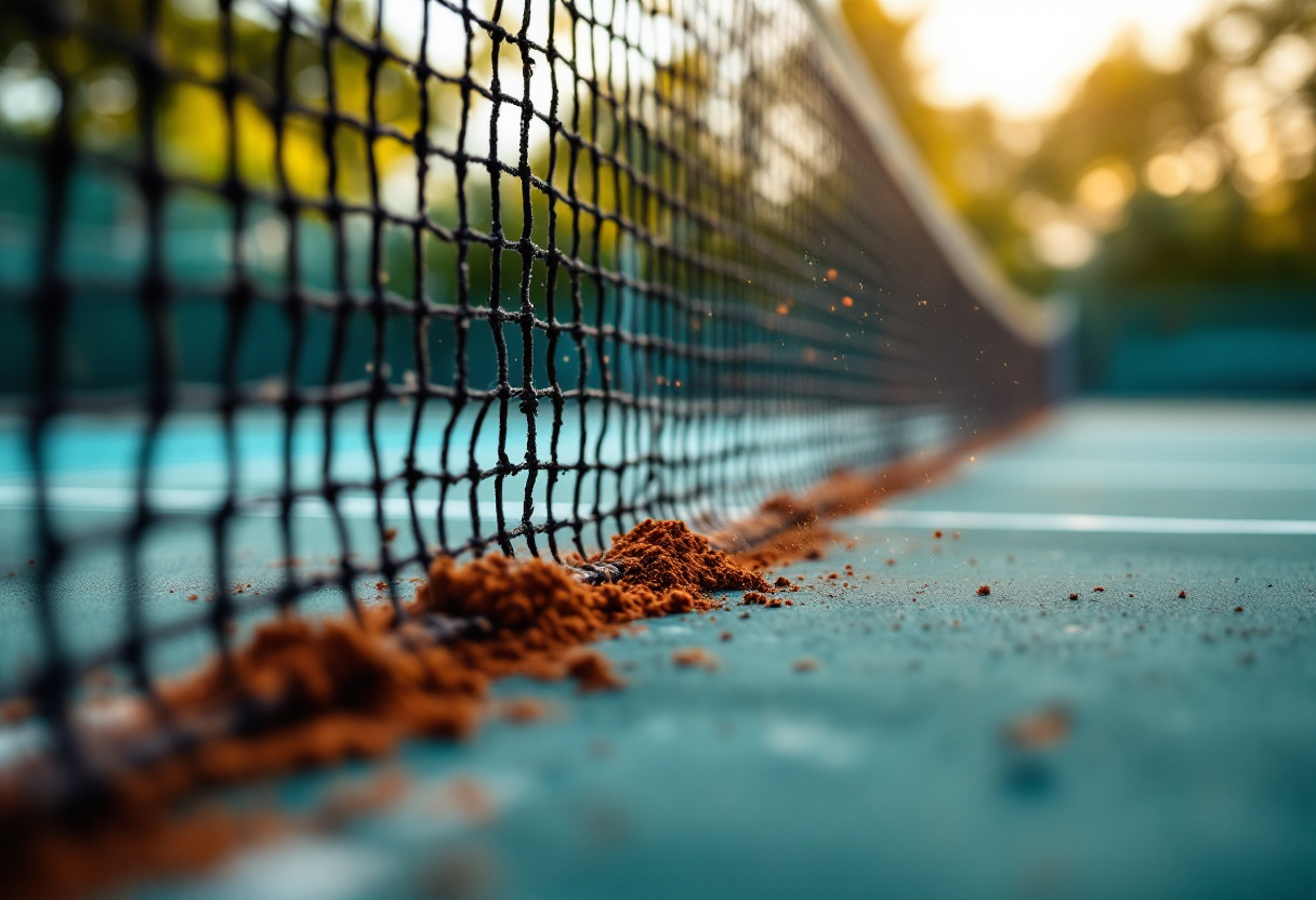 Giocatori di tennis in azione durante un incontro emozionante