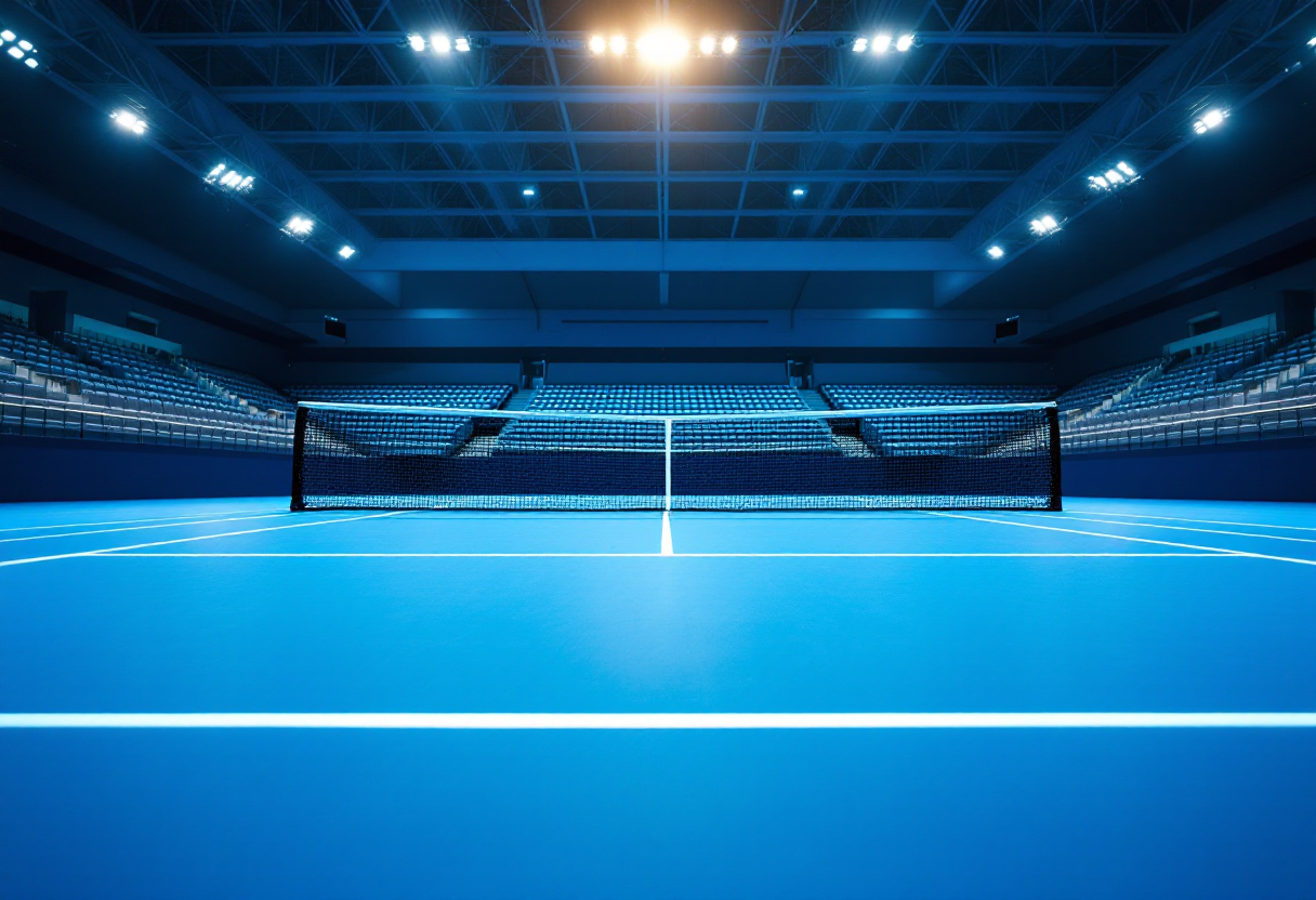 Giocatori di tennis in azione durante tornei internazionali