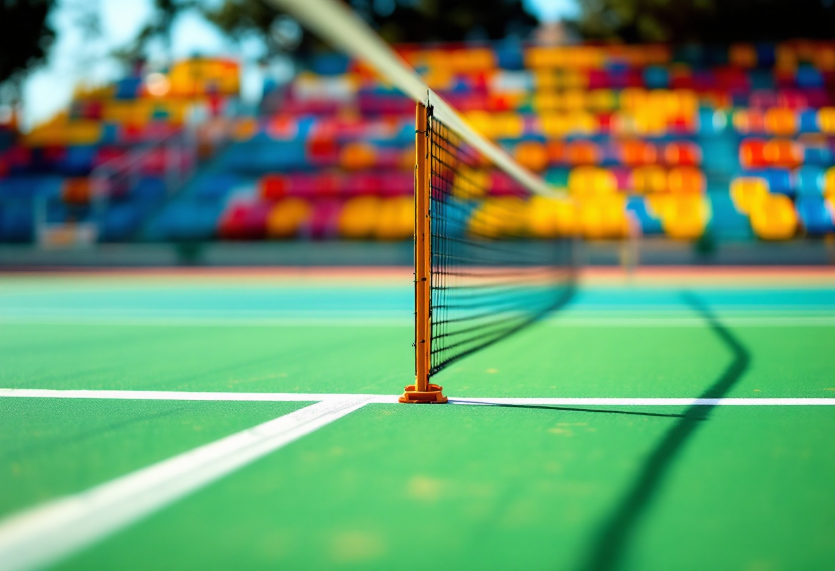 Giocatori di tennis in azione durante un torneo emozionante