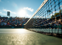 Giocatore di tennis Sinner in campo durante una partita