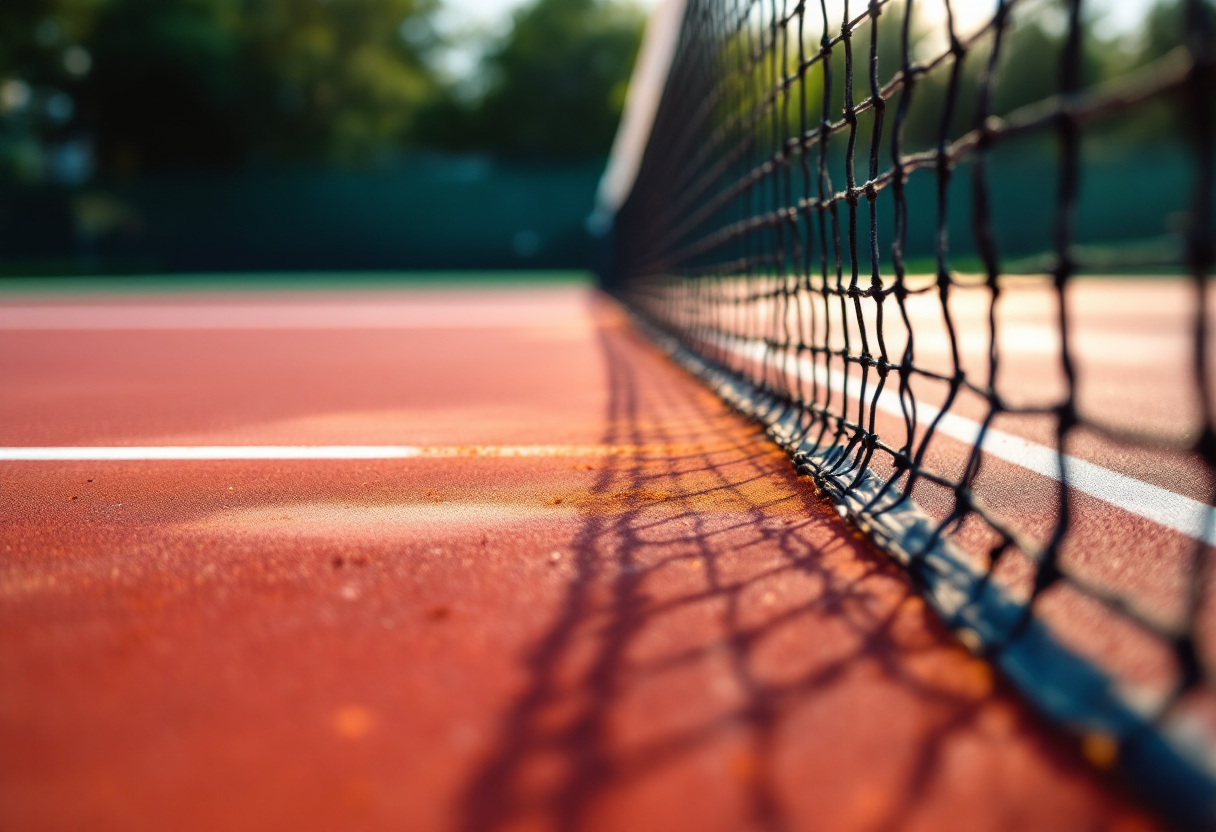 Giocatori di tennis in azione durante un torneo