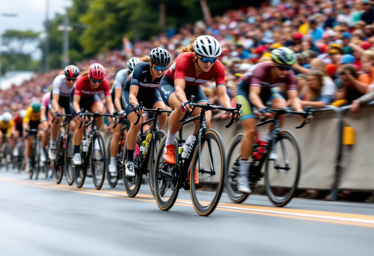 Cicliste in competizione durante una gara di cross a Maldegem