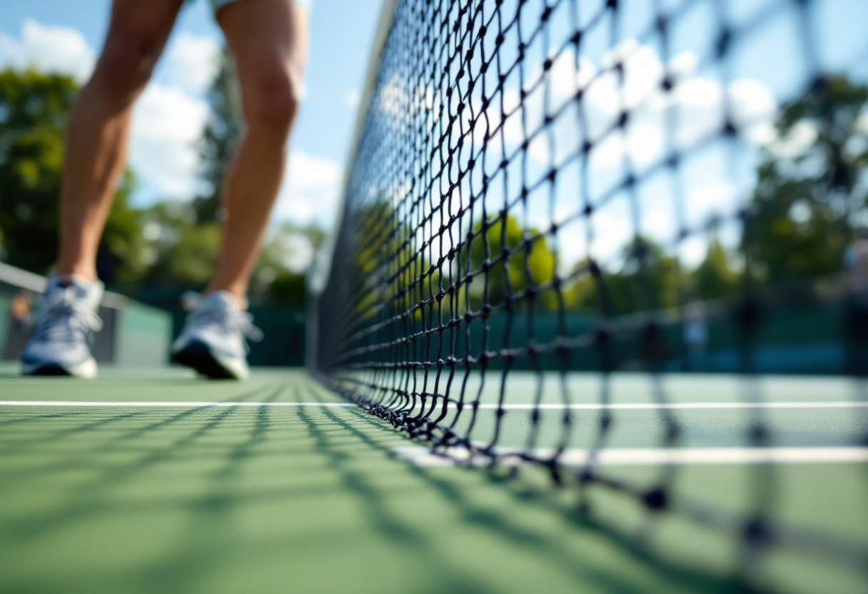 Carlos Alcaraz in azione durante una partita di tennis