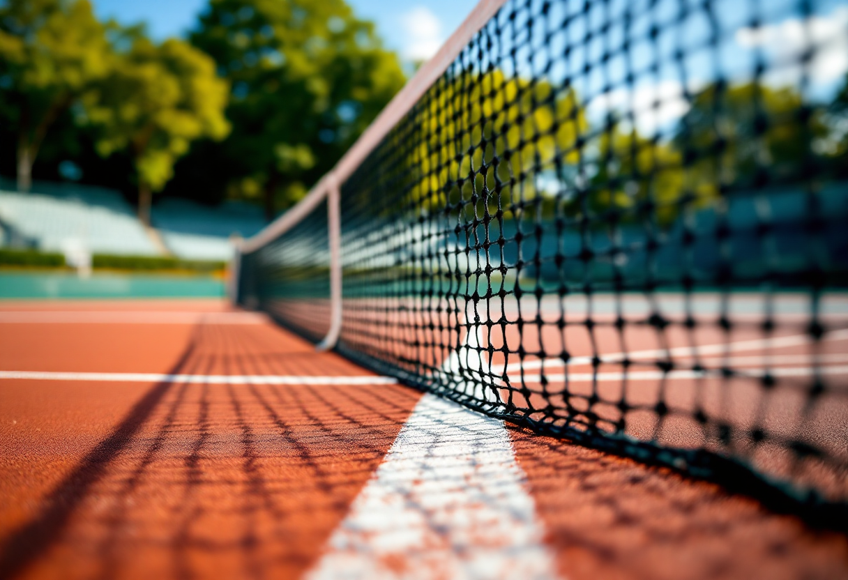 Carlos Bernardes in azione sul campo da tennis