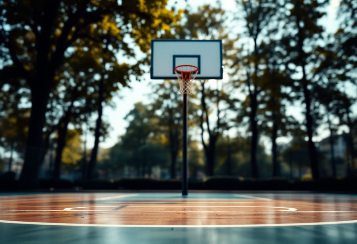 Dame Sarr in azione sul campo di basket